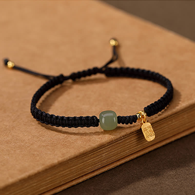 Buddha Stones 925 Sterling Silver Hetian Jade Blessing Wealth Red String Bracelet - image 10