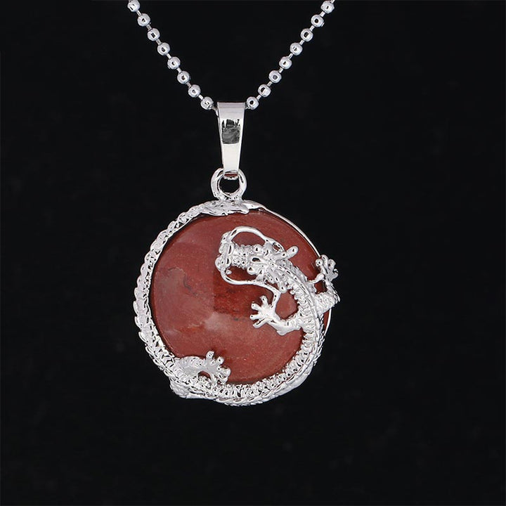 Buddha Stones Chinese Dragon Natural Quartz Crystal Healing Energy Necklace Pendant - Red Jasper - image 24