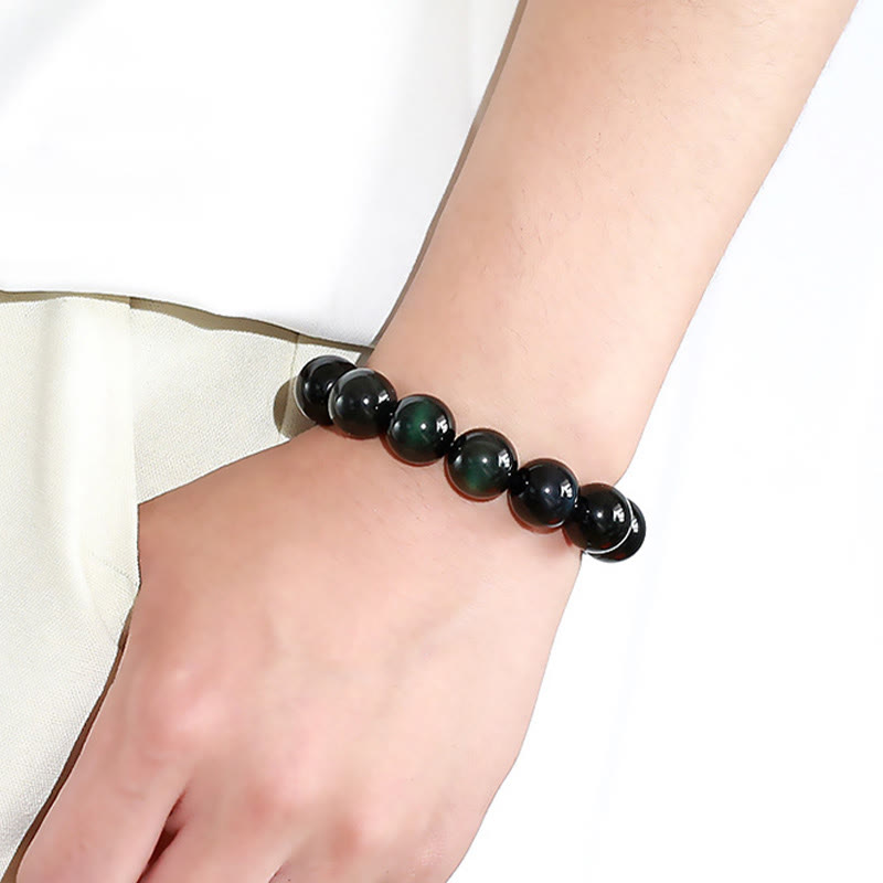 Buddha Stones Natural Green Eye Obsidian Wealth Bracelet - image 5