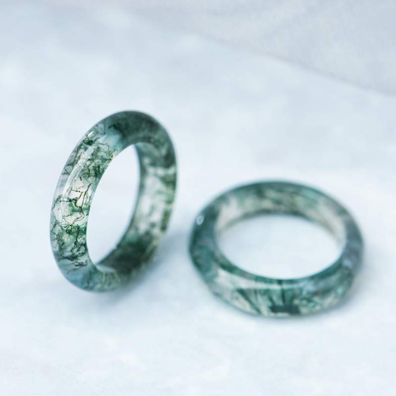 Buddha Stones Moss Agate Healing Balance Ring - image 2
