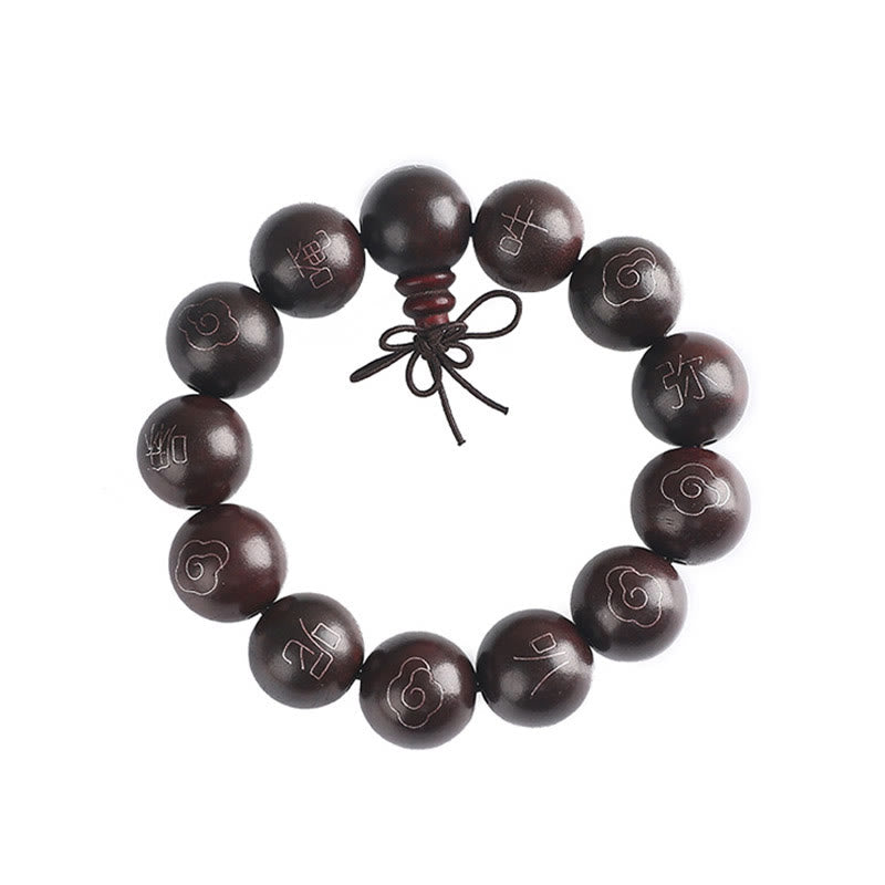 Buddha Stones 925 Sterling Silver Inlaid Small Leaf Red Sandalwood Om Mani Padme Hum Character Auspicious Clouds Protection Bracelet - image 19