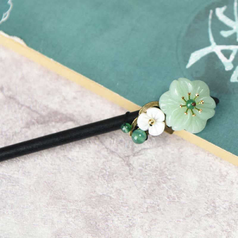 Buddha Stones Green Aventurine Flower Agate Positivity Hairpin Decoration - image 4