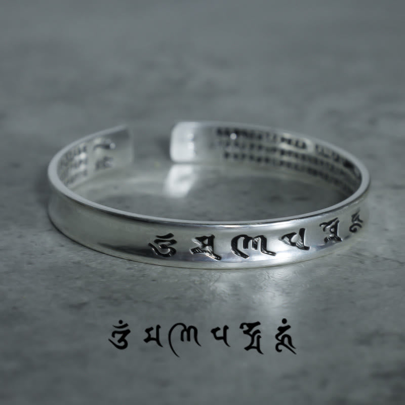Buddha Stones Tibetan Mantra White Copper Bracelet - image 1