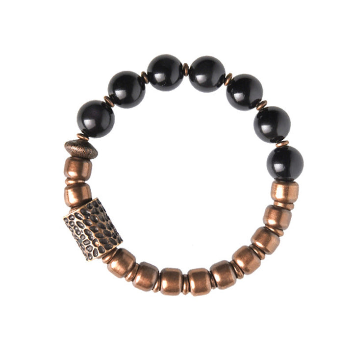 Buddha Stones Lava Rock Stone Rainbow Obsidian Copper Support Healing Bracelet - image 18