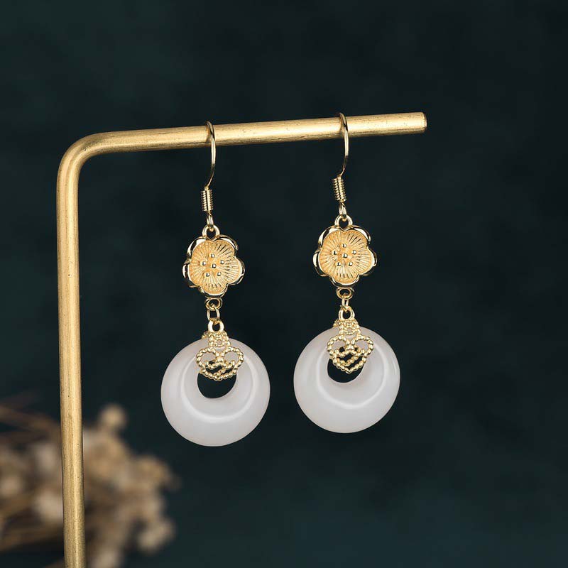 FengShui White Jade Blessing Drop Earrings - image 19
