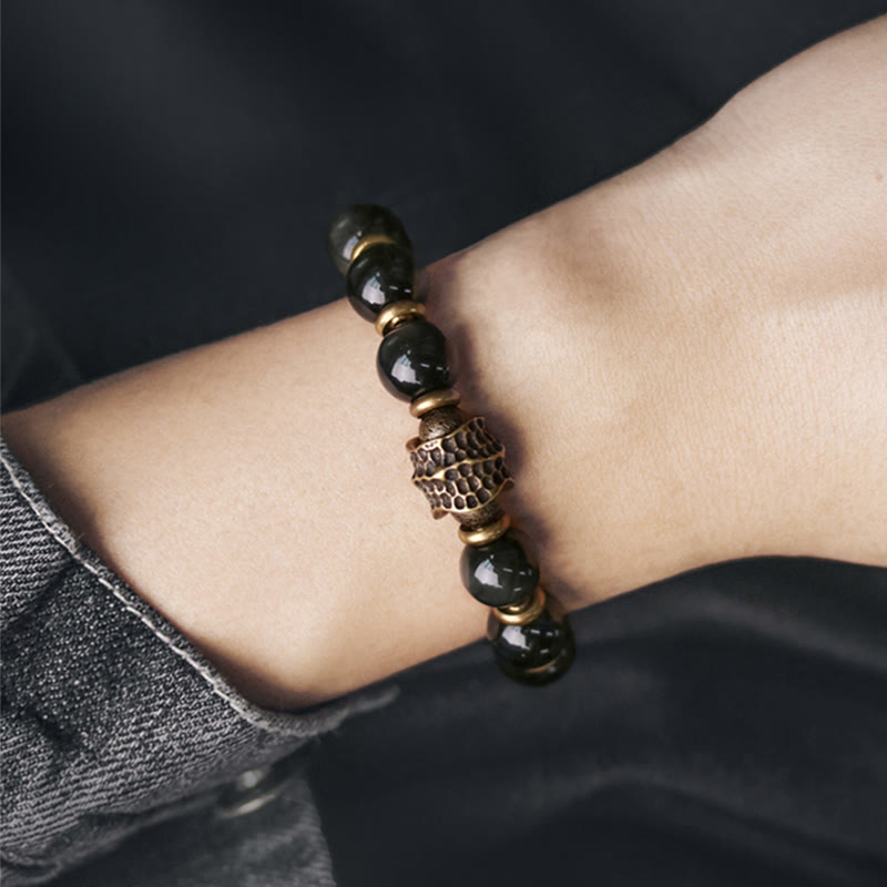 Buddha Stones Rainbow Obsidian Copper Love Healing Bracelet - image 9