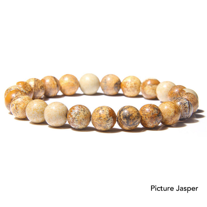 Natural Agate Stone Crystal Balance Beaded Bracelet - Picture Jasper - image 23