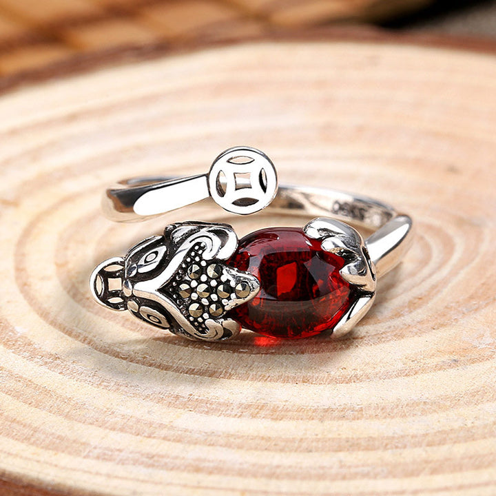Buddha Stones FengShui Genstone PiXiu Wealth Adjustable Ring - image 3