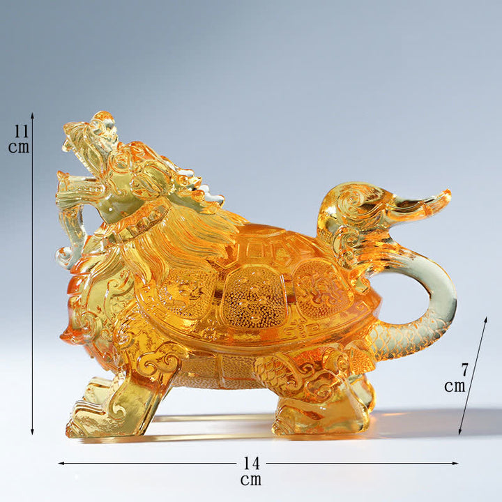 Buddha Stones Feng Shui Dragon Turtle Handmade Liuli Crystal Art Piece Home Office Decoration - Gold - Small - image 10