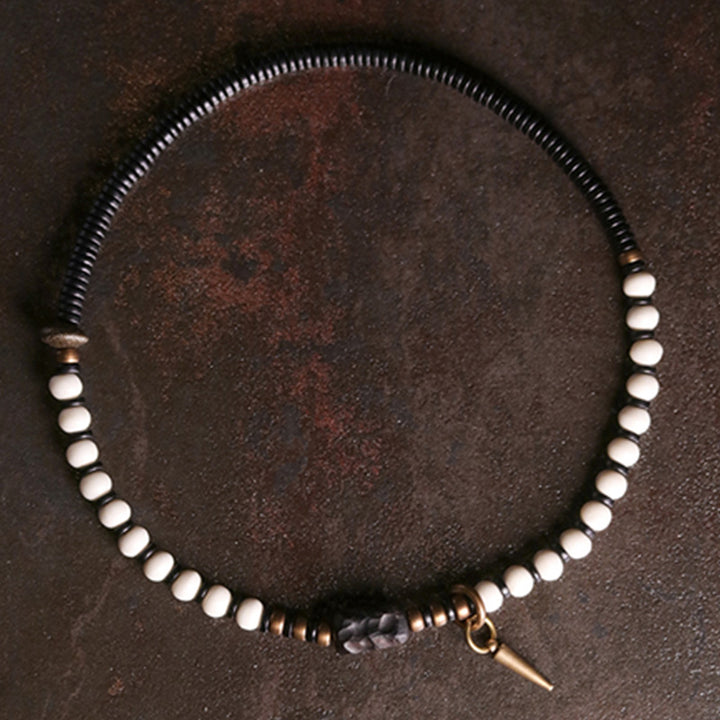 Buddha Stones Bone Beads Ebony Wood Copper Strength Couple Bracelet - image 5