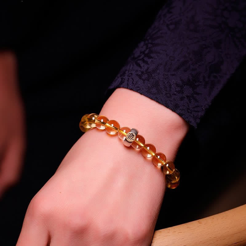 Buddha Stones 925 Sterling Silver Chinese Zodiac Natal Buddha Citrine Protection Bracelet - image 3