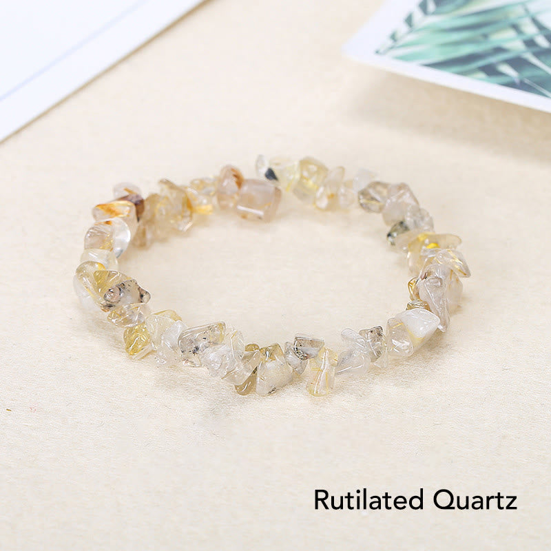 Natural Irregular Shape Crystal Stone Warmth Soothing Bracelet - Rutilated Quartz - image 18