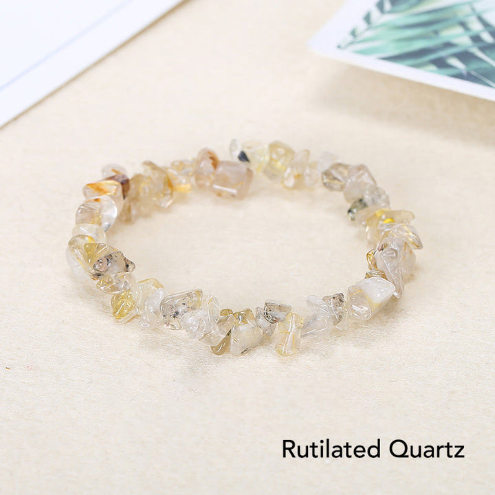 Natural Irregular Shape Crystal Stone Warmth Soothing Bracelet - Rutilated Quartz - image 18