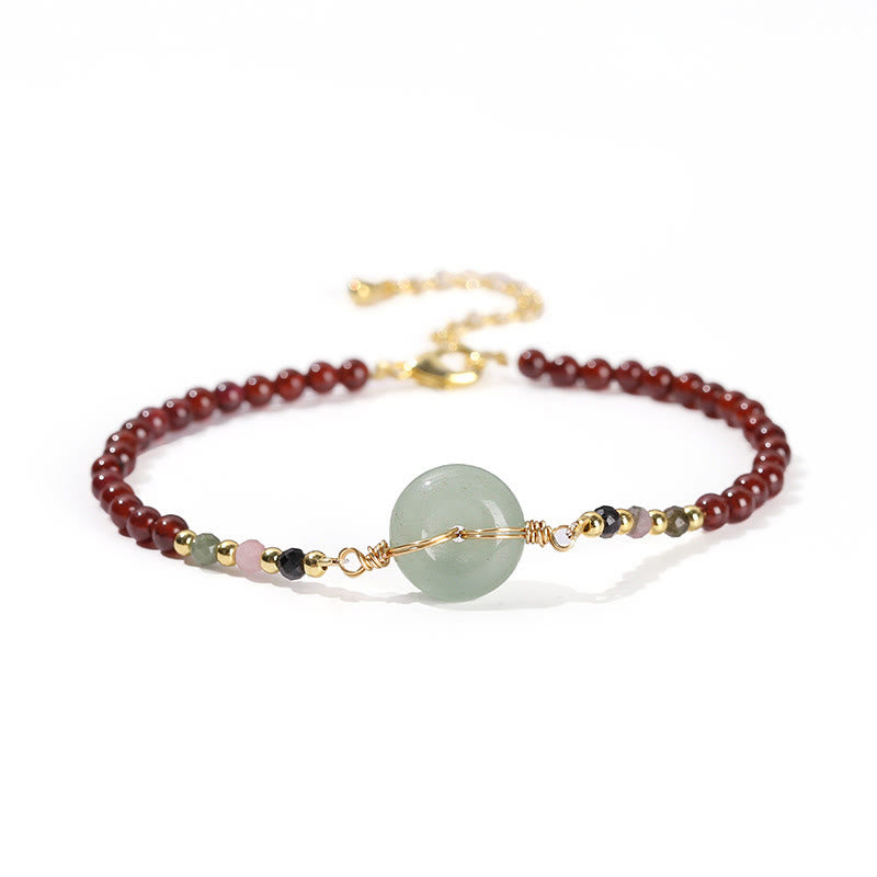 Buddha Stones Natural Garnet Peace Buckle Bead Calm Bracelet - image 10