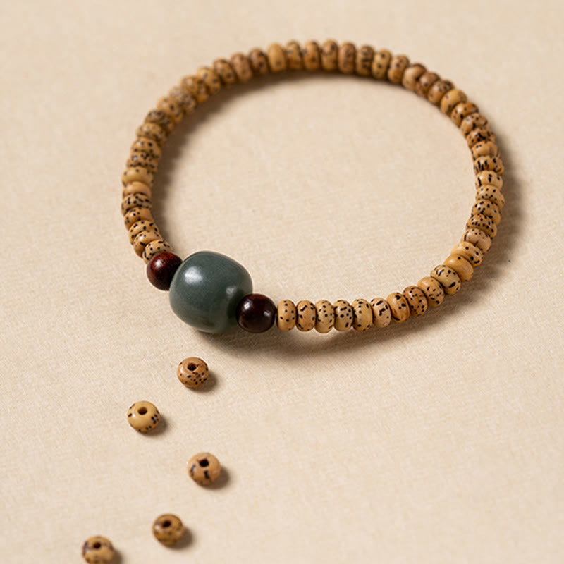 Buddha Stones Bodhi Seed Small Leaf Red Sandalwood Wisdom Bracelet - image 4