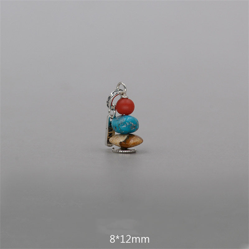 Buddha Stones Zen Cairn Labradorite Various Crystals Calm Pendant Necklace - Red Glass Beads& Turquoise&Landscape Stone Pendant 8*12mm - image 13