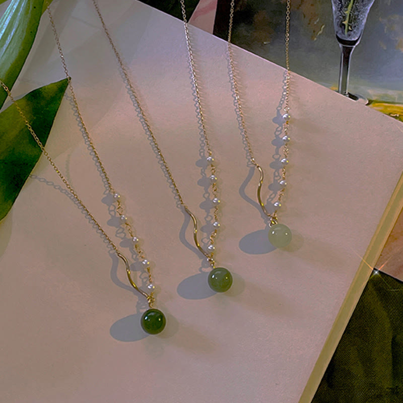 Buddha StonesNatural Hetian Jade Pearl Luck Bead Necklace Pendant - image 14