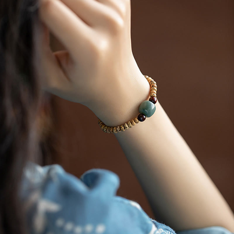 Buddha Stones Bodhi Seed Small Leaf Red Sandalwood Wisdom Bracelet - image 9