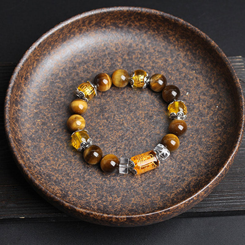 Buddha Stones Tiger Eye Bead Fortune Prosperity Bracelet - image 1