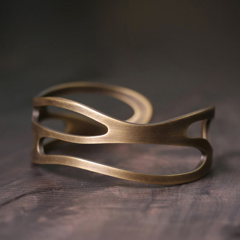 Buddha Stones Vintage Curved Copper Brass Wealth Adjustable Cuff Bracelet Bangle - 63mm(Adjustable) - image 5