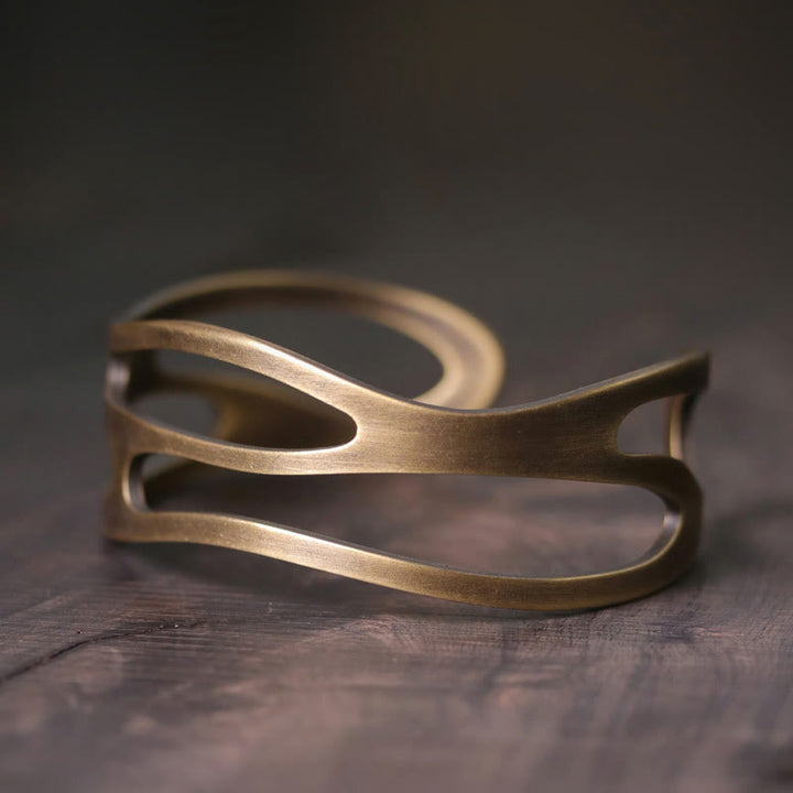 Buddha Stones Vintage Curved Copper Brass Wealth Adjustable Cuff Bracelet Bangle - 63mm(Adjustable) - image 5