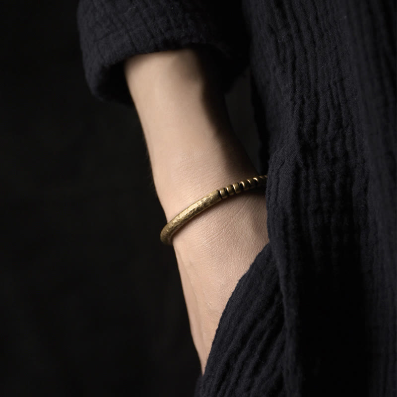 Buddha Stones Simple Design Copper Brass Bead Luck Wealth Bracelet - image 5