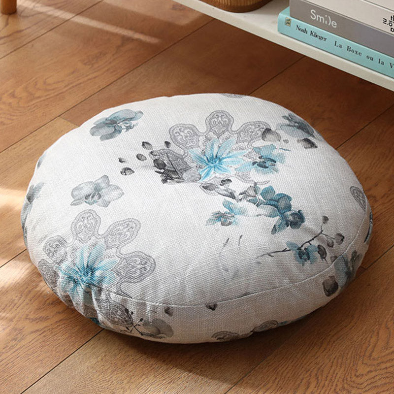 Buddha Stones Lotus Simple Pattern Linen Meditation Seat Cushion Home Living Room Decoration - Detachable - 40cm*10cm - AliceBlue - image 18