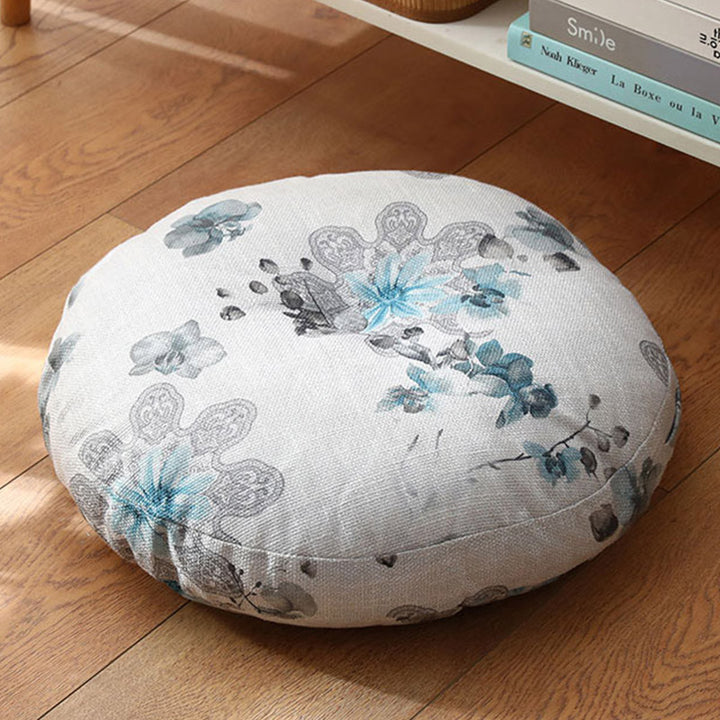 Buddha Stones Lotus Simple Pattern Linen Meditation Seat Cushion Home Living Room Decoration - Detachable - 40cm*10cm - AliceBlue - image 18