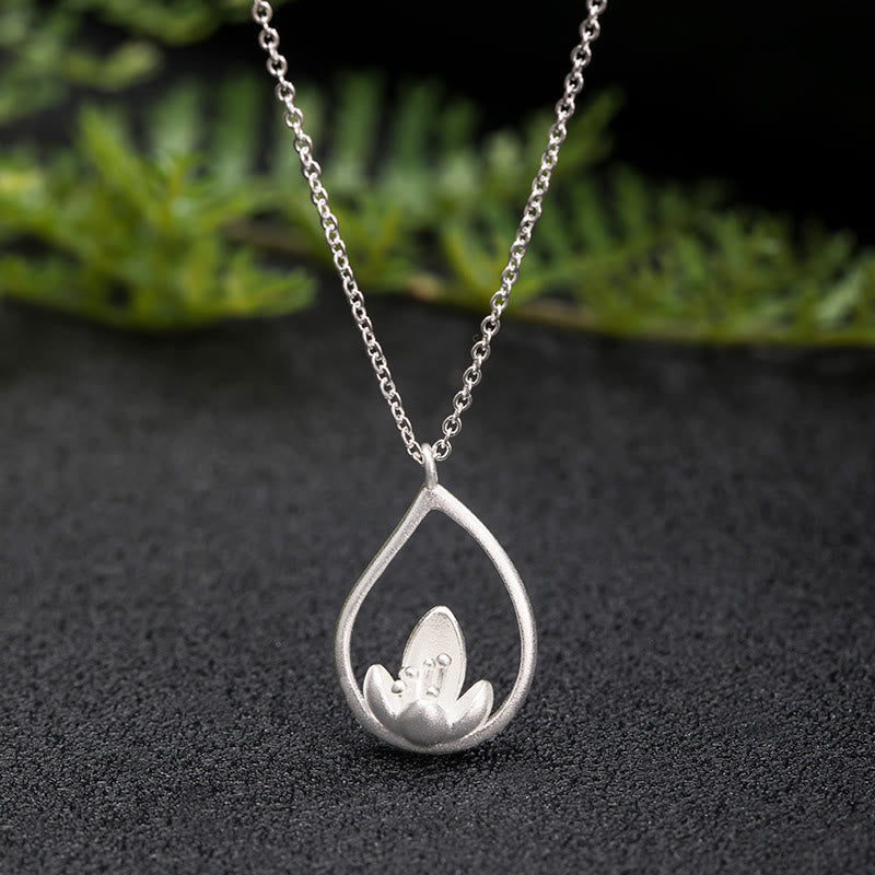 Buddha Stones 925 Sterling Silver Lotus Flower Floral Enlightenment Necklace Pendant - LOTUS(Enlightenment♥New Beginning) - image 0