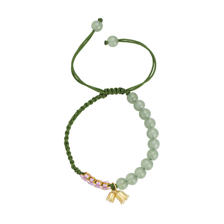 Buddha Stones Handmade Jade Bead Lily of the Valley Charm Luck Braided Bracelet - image 9