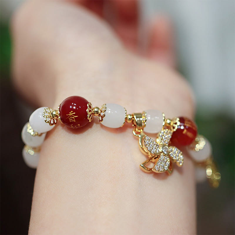 Buddha Stones Windmill Chinese Lock Charm Fu Character Blessing Bracelet - image 5
