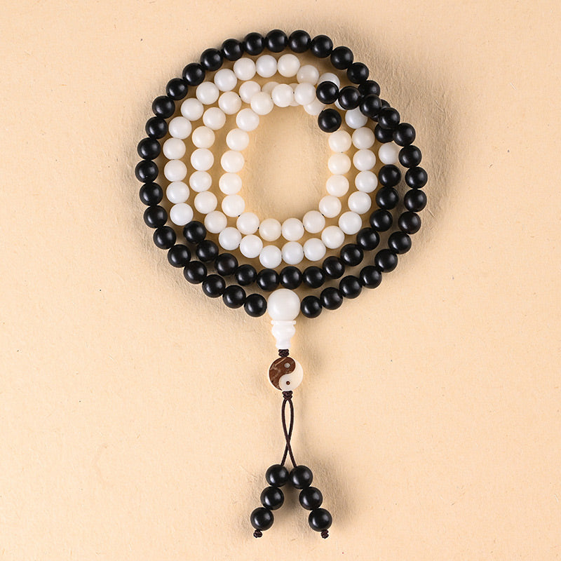 Buddha Stones Ebony YinYang Protection Necklace Mala - image 4