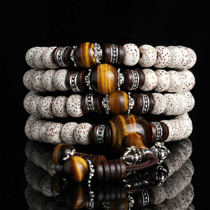 Buddha Stones Handmade Tibetan Tiger Eye Bodhi Seed Peace Bracelet - image 2