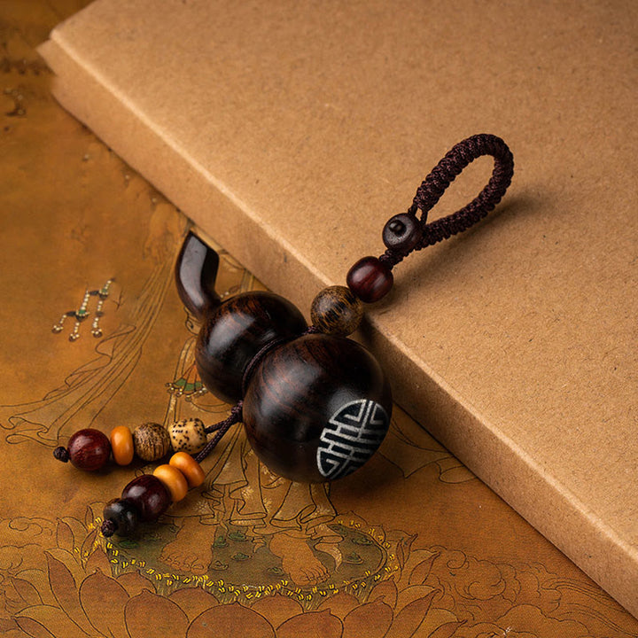 Tibetan Ebony Small Leaf Red Sandalwood Gourd Luck Protection Key Chain - Ebony Gourd - image 14
