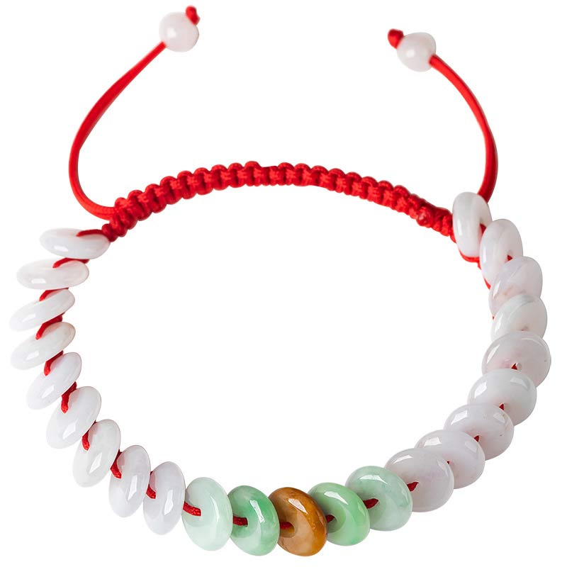 Buddha Stones Round Jade Lucky Red String Weave Bracelet - image 17