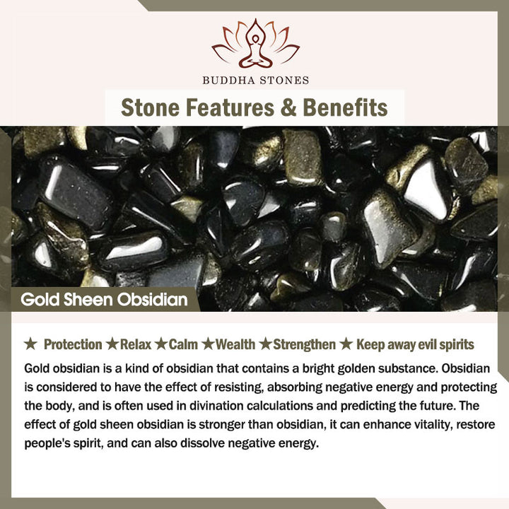 Buddha Stones Gold Sheen Obsidian Silver Sheen Obsidian Lovely Paw Lucky Cat Protection Bracelet - image 27