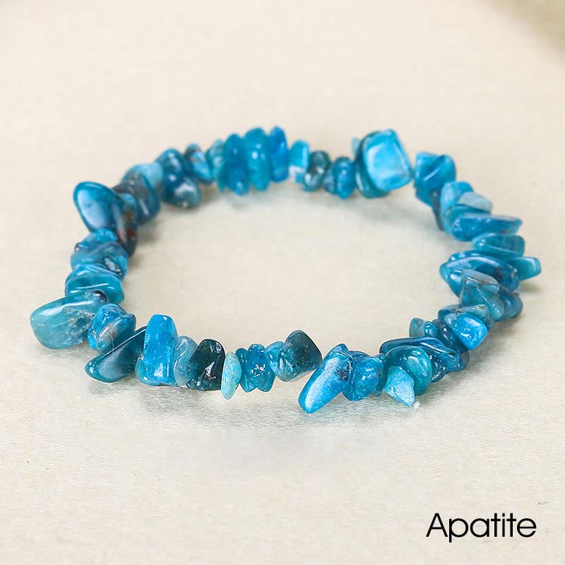 Natural Irregular Shape Crystal Stone Warmth Soothing Bracelet - Apatite - image 48