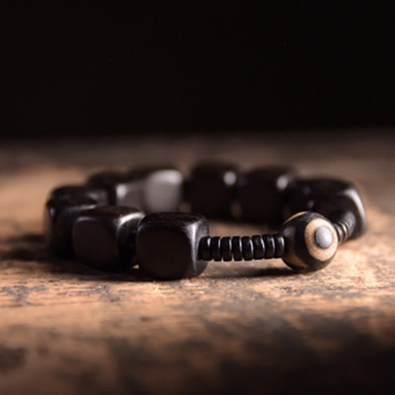 Buddha Stones Tibetan Ebony Wood Dzi Bead Strength Bracelet - image 2
