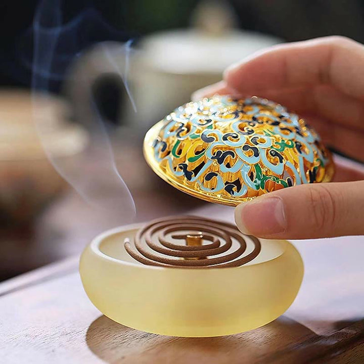 Buddha Stones Lotus Liuli Crystal Healing Meditation Incense Burner - image 9