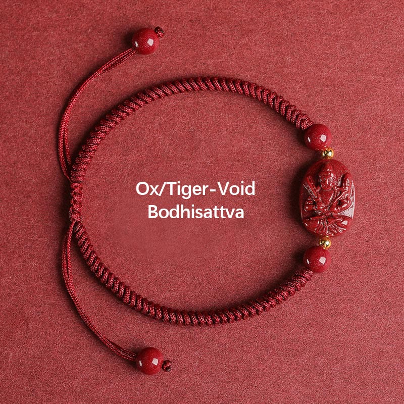 Buddha Stones Chinese Zodiac Natal Buddha Cinnabar Keep Away Evil Spirits Rope Bracelet - Ox/Tiger-Void Bodhisattva - image 3