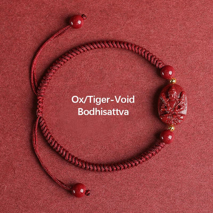 Buddha Stones Chinese Zodiac Natal Buddha Cinnabar Keep Away Evil Spirits Rope Bracelet - Ox/Tiger-Void Bodhisattva - image 3