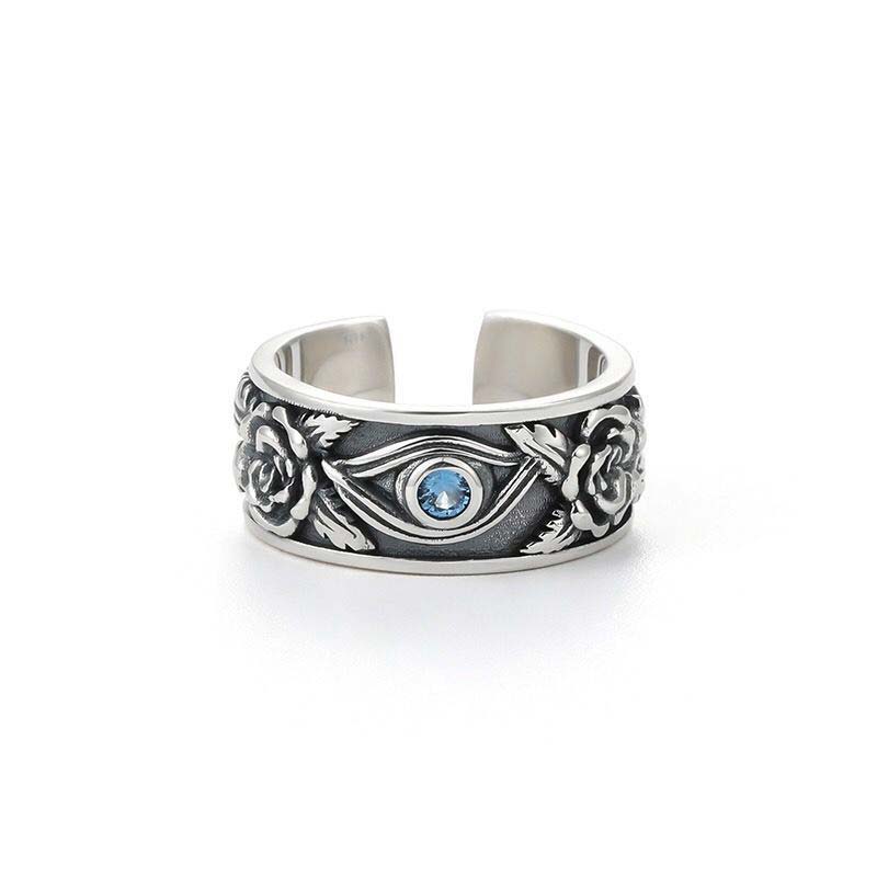 Buddha Stones Eye Of Horus Crystal Protection Adjustable Ring - image 8