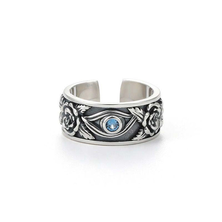 Buddha Stones Eye Of Horus Crystal Protection Adjustable Ring - image 8
