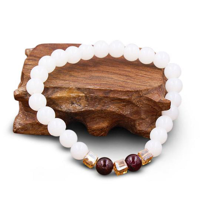 Buddha Stones Natural White Jade Protection Bracelet - image 2