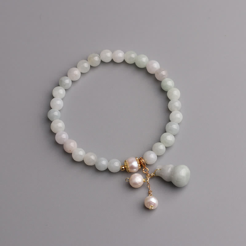 Buddha Stones Natural Jade Pearl Gourd Prosperity Luck Bracelet - image 7