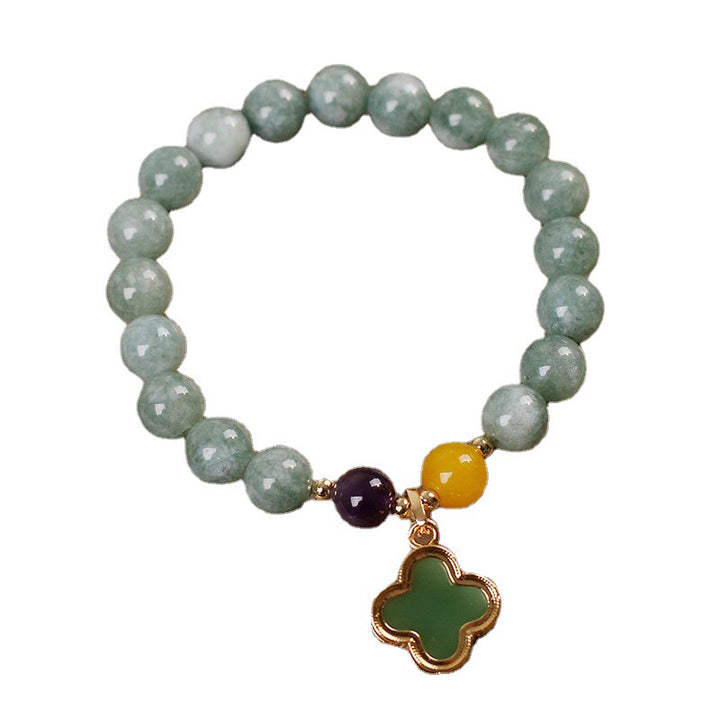 Buddha Stones Jade Four Leaf Clover Luck Bracelet - image 4