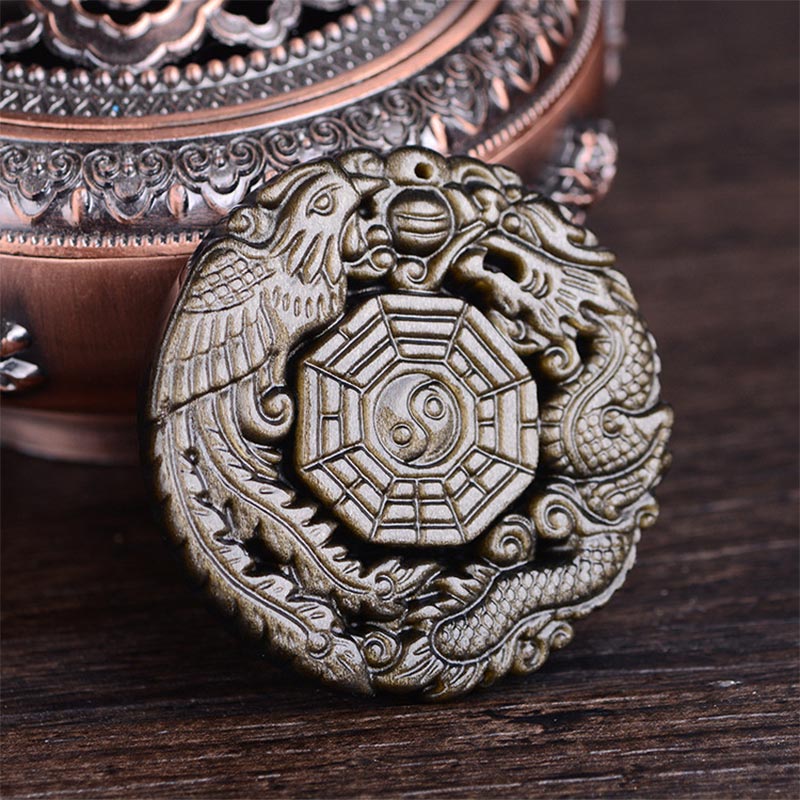 Buddha Stones Golden Obsidian Healing Energy Necklace Pendant - image 1