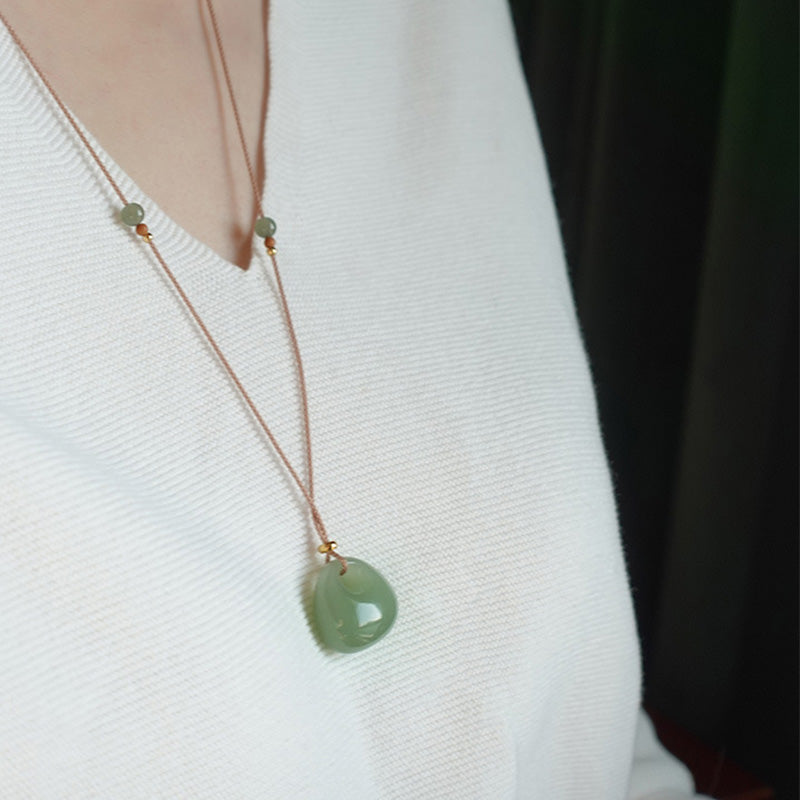 Buddha Stones Natural Jade Luck Prosperity Necklace Pendant (Random Color) - image 5