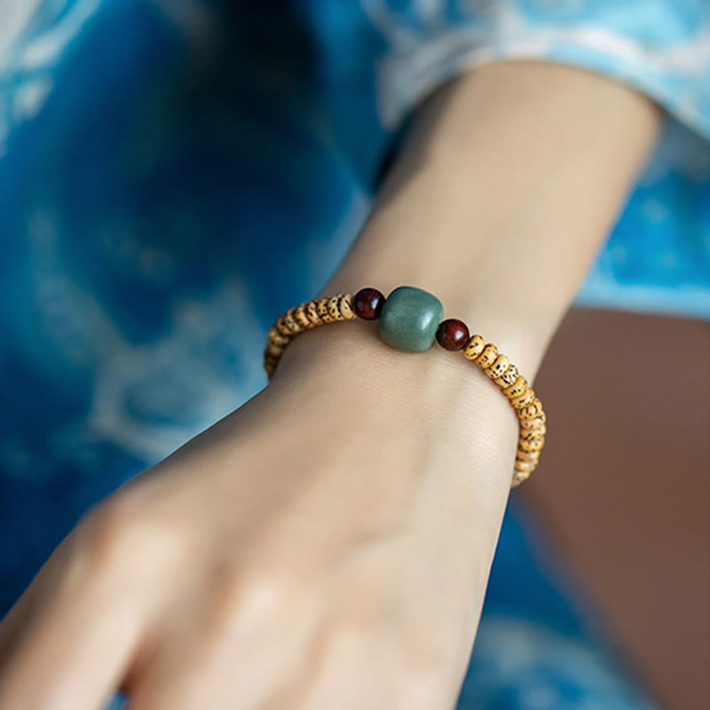 Buddha Stones Bodhi Seed Small Leaf Red Sandalwood Wisdom Bracelet - image 8