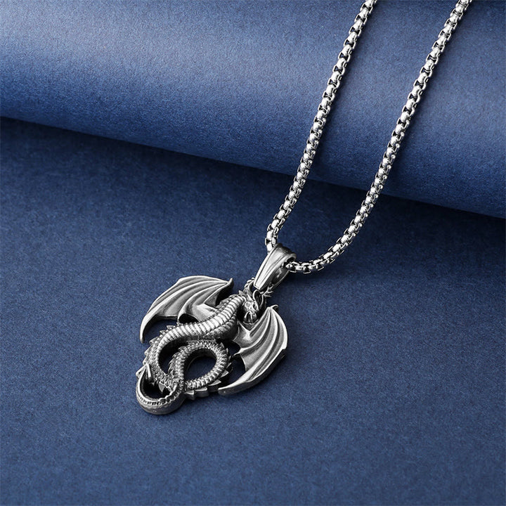 Buddha Stones Pure Tin Dragon Luck Success Necklace Pendant - image 3